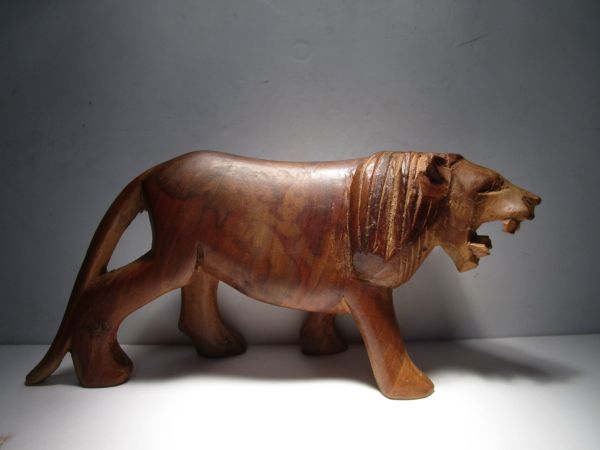 超レア・新品・アフリカ・動物・ビック5・置物・木彫・彫刻-