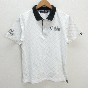 z# Gotcha /GOTCHA GOLF embroidery polo-shirt with short sleeves Golf wear [S] white /MENS/28[ used ]