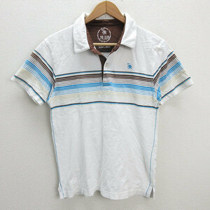 s# Gotcha /GOTCHA окантовка рисунок рубашка-поло с коротким рукавом [M] белый /MENS/15[ б/у ]