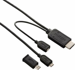 未使用 オーム電機 MHL 変換ケーブル 2m microUSB HDMI変換 VIS-C20MHU-K GALAXY対応 送料300円