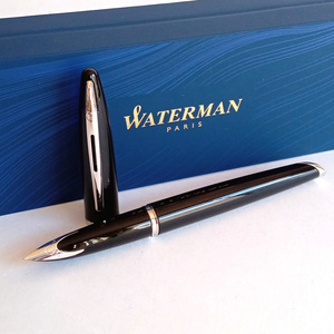 【wmf3】新品　WATERMAN　ウォーターマン　万年筆　18金　カレン　CAREN　ブラックST　定価44,000円　黒×シルバー　F細字