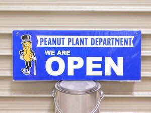 サインプレート 《ミスターピーナッツ OPEN＆CLOSED / リバーシブル》 PEANUTS　オープン　ガレージ　看板　アメリカ　サインボード