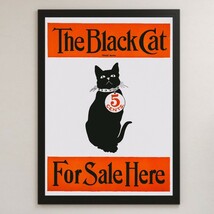 THE BLACK CAT 黒猫 イラスト アート 光沢 ポスター A3 バー カフェ リビング ビンテージ クラシック レトロ インテリア 広告 ねこ ペット _画像1