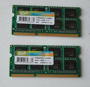Silicon Power パソコン用 メモリ SP008GBSTU160N02 DDR3-1600 CL11 8GB 19050714-12 2枚セット