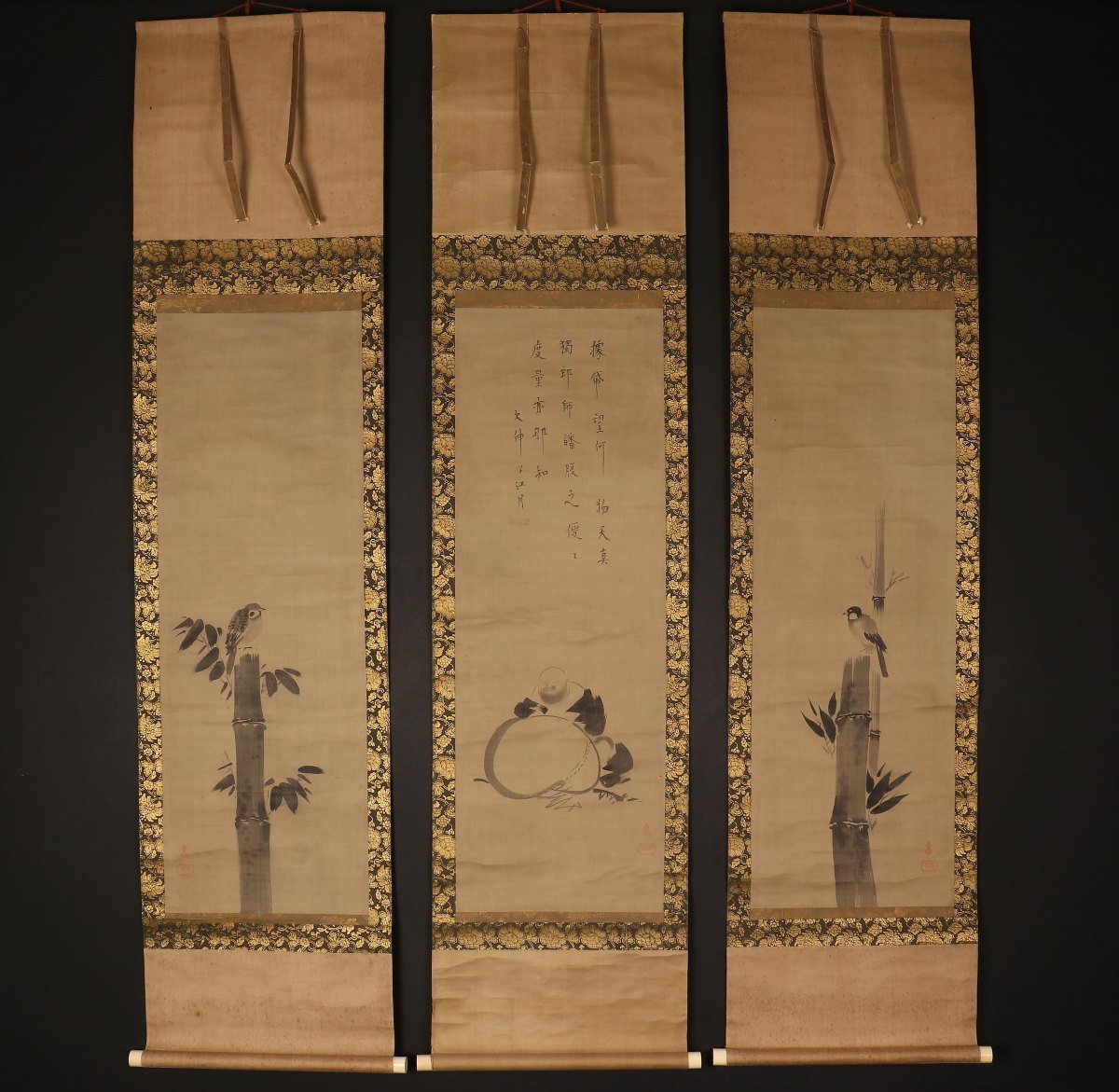 ボトムスス単品 松花堂昭乗/布袋図/掛軸☆宝船☆Z-575 - 絵画/タペストリー