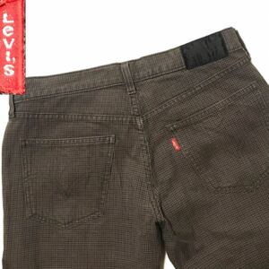 漢の休日 Levi’s 01525-60 W32 チェックパンツ ストレート メンズ コットンデニム リーバイス ハウンドトゥース 千鳥格好柄