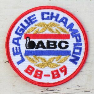 ★80s 88-89 ABC LEAGUE CHAMPION ボウリング パッチ★ワッペン ビンテージ オールド スポーツ トリコカラー