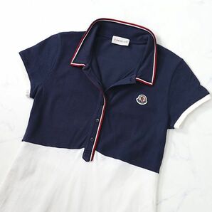 1円！ 国内正規 モンクレール MONCLER ABITO NK-DC062 胸ロゴ  ワンピース レディースキッズ コットン バイカラーの画像2