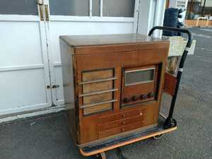 0303-4 castle under block Yamagata old shop ejection goods rare medium sized vacuum tube record player ONKYO operation not yet verification height approximately 62cm width approximately 60cm depth approximately 40cm