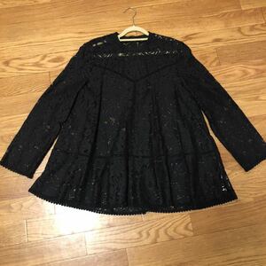 未使用★ZARA ザラ★総レースブラウス★チュニック★ブラック★黒XS