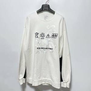 SHAREEF シャリーフ 20年秋冬 虎emb. BIG SWEAT オーバーサイズトレーナー 定価19,800円 3 送料520円〜 虎刺繍クールネックスウェット 白