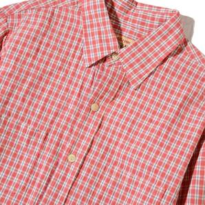 まあまあ美品。45rpm 赤チェック コットン ユニセックス レギュラーシャツ ブラウス トップス 3/L/11号 2点以上ご落札で送料無料！の画像2