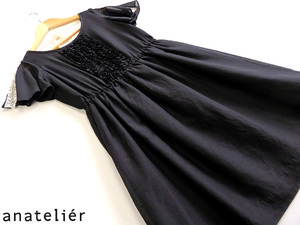  prompt decision * Anatelier * silk . One-piece 36 black race / frill beautiful goods! lady's light .*