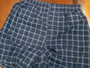 HANS TAGLESS WOVEN trunks check pattern blue 2 sheets set L