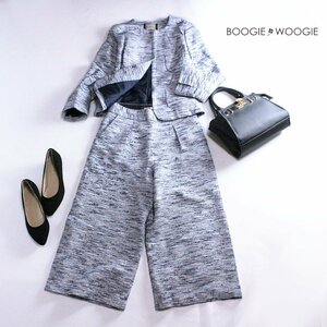 美品 BOOGIE WOOGIE ブギウギ 春 ツイード 上品 パンツ スーツセット ツイードジャケット パンツ スーツ 38 入学式 セレモニー フォーマル