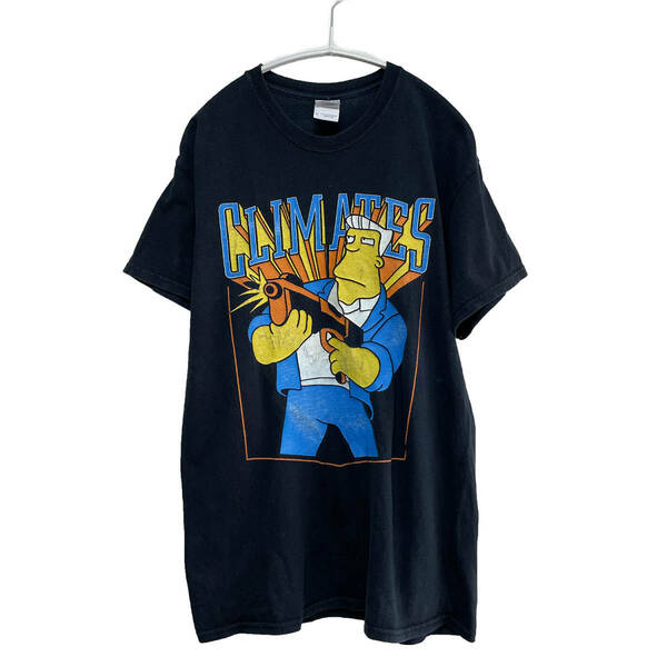 USA古着 半袖 Tシャツ The Simpsons シンプソンズ アニメ ブラック メンズM プリント BA1492
