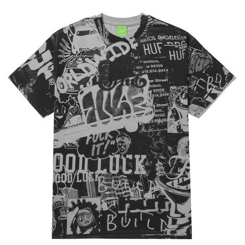 HUF*ハフ*US:XXL[TWENTY]ブラック/全身プリント半袖Tシャツ