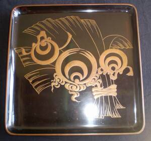 [ high class goods ] natural tree bookbinding lacquer ware wheel island paint two. serving tray with legs serving tray . serving tray . stone serving tray 24.5×24.5cm gold lacqering tea utensils Japanese food old Japanese-style house Cafe ②