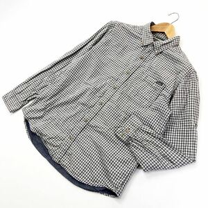 Eddie Bauer ☆ 柔らかい肌触り◎ 長袖 コットン ギンガムチェック シャツ M グレー アメカジ 大人カジュアル エディーバウアー■S1339