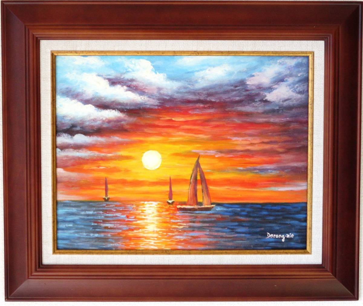 Cuadro Cuadro Óleo Cuadro de Paisaje Mar al Atardecer WG296B ¿Quieres cambiar la imagen de tu habitación Este es un precio temporal., cuadro, pintura al óleo, Naturaleza, Pintura de paisaje