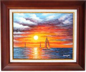 Art hand Auction 絵画 油絵 風景画 夕日の沈む海 WG296B お部屋のイメージを変えてみませんか｡一時の気まぐれ価格となっています｡, 絵画, 油彩, 自然, 風景画