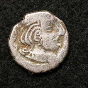 インド・スキタイ王国 西クシャトラパ ドラクマ銀貨（388-415年）[E1370]古代ギリシャコイン,古代ローマ