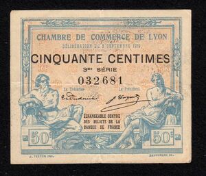 フランス第三共和政 リヨン 緊急紙幣 50サンチーム（1915）[1307]