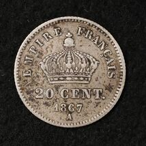 KM#805/フランス ナポレオン3世 20サンチーム小型銀貨（1867）パリ製造[1624]コイン　_画像2