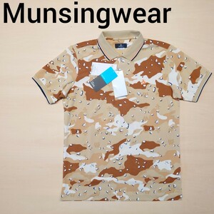 MUNSINGWEAR polo-shirt with short sleeves camouflage pattern duck pattern made in Japan size M Munsingwear wear DESCENTE Descente Golf 2303