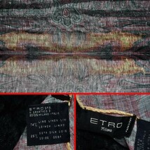 ★ETRO★ 淡い薄い緑・ピンク・オレンジ系 ペイズリー柄入り素敵なデザイン 薄手リネン絹シルク麻のロングストール_画像10