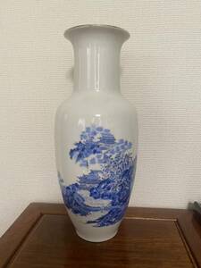 古美術 青花 青花人物花瓶高さ 30cm唐物