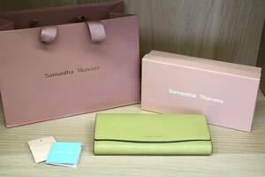 *[ unused ]Samantha Thavasa Samantha Thavasa Italian leather long wallet yellow green [Y3030201]*