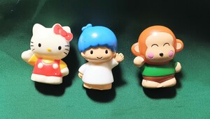 サンリオ　おさるのもんきち、キティ、キキ　ソフビ人形　フィギュア　3種