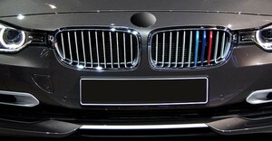 スポーティ全開♪ BMW Mカラー グリル フィン カバー ストライプ モール F36 420i 428i 430i 435i 440i ラグジュアリー グランクーペ