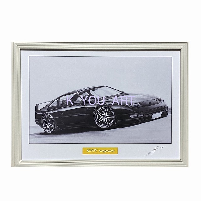 Nissan NISSAN Fairlady 32Z [Pencil drawing] Famous car, classic car, illustration, A4 size, framed, signed, Artwork, Painting, Pencil drawing, Charcoal drawing