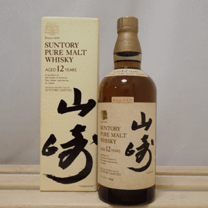 福島県内発送【古酒】 SUNTORY WHISKY 山崎 12年 ピュアモルト 希少最初期ラベル 760ml 箱付 PURE MALT 従価税率適用ラベル 送料無料