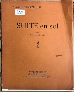 ギュスターヴ・サマズイユ Suite en sol pour instruments a cordes 輸入楽譜 samazeuilh 2 バイオリン ビオラ チェロ 洋書