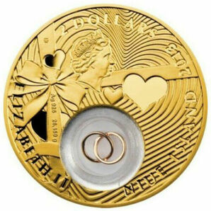 ニウエ Niue 2ドル銀貨 2013年 限定24金Pコイン ウェディングコイン 結婚 28,28g 新品レア！ニュージーランド エリザベスの画像6