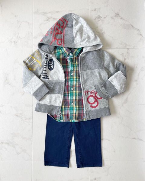 babygap ベビーギャップ フルコーディネート パーカー シャツ パンツ 100cm 3点セット