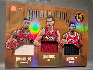 最高級版49枚限定 Golden Trios Jersey 16 Panini GS Damian Lillard Goran Dragic Mike Conley NBA 実使用 ユニフォーム バスケ All-star