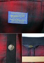 50s PENDLETON ペンドルトン オンブレチェック ウール カーディガン(メンズ L)ヴィンテージ 赤×黒_画像6