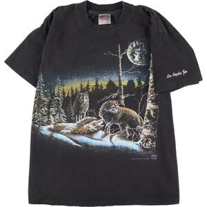 古着 90年代 オニータ ONEITA 狼柄 オオカミ柄 アニマルプリントTシャツ USA製 メンズM ヴィンテージ /eaa318041