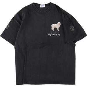 古着 ヘインズ Hanes 犬柄 両面プリント アニマルプリントTシャツ メンズL /eaa324664