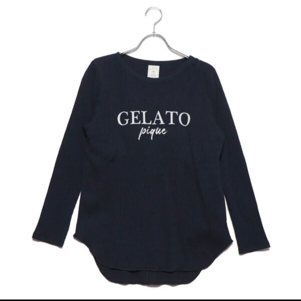 ジェラートピケ gelato pique ワッフルロゴカップインプルオーバー ネイビー