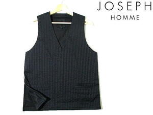 定価2.5万■ 即決　ジョゼフオム　クール素材　ジレ　ベスト　スーツ　サイドジップ　46　Mサイズ ブラック　JOSEPH HOMME　オンワード樫山