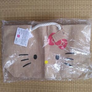 ハローキティ ジュート マイバッグ フェイス 舟形