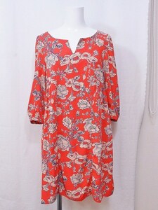 S* Rose Bud ROSE BUD. minute sleeve One-piece floral print lining equipped F red group nm4212181386