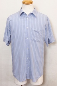 S* Takeo Kikuchi TAKEO KIKUCHI short sleeves shirt stripe men's L light blue ok4022172625