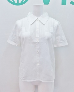 S* Chanel CHANEL short sleeves design shirt see-through * armpit . light some stains 40 white kz4208178206