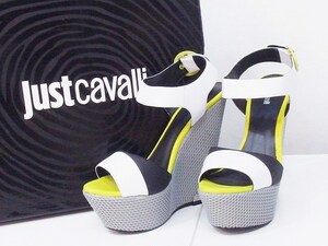 S*未使用品！ジャストカヴァリ Just Cavalli 厚底　ウェッジソールサンダル　バイカラー 37 S09WP0036 nm4210178927